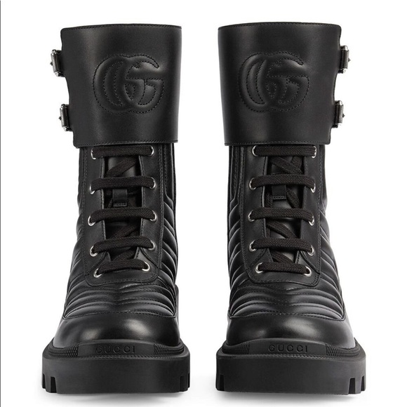 Gucci FRANCES Matelasse’ Combat Lug Boot 38.5 8 8.5 💚♥️ - Picture 9 of 16